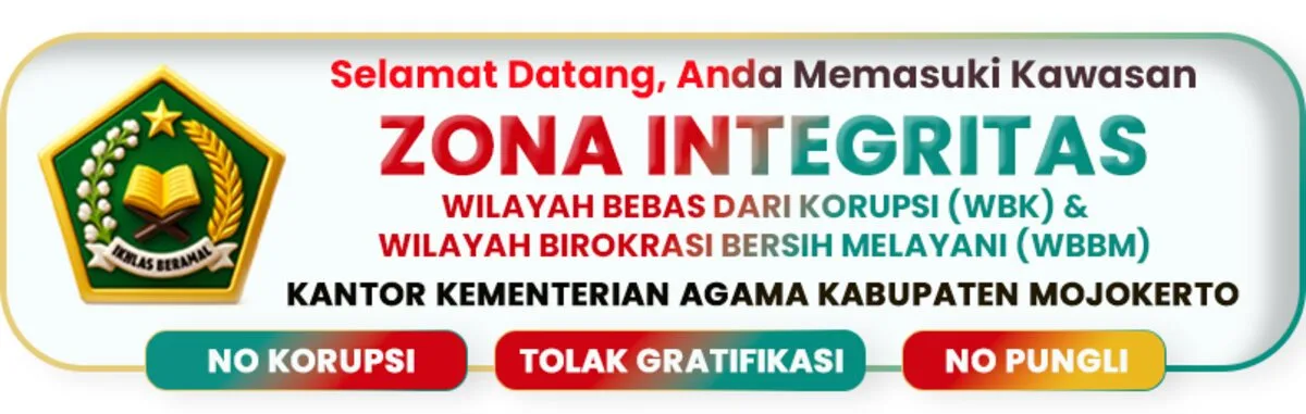 Banner Zona Integritas Kantor Kementerian Agama Kabupaten Mojokerto